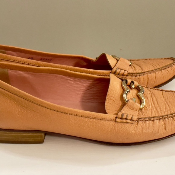 Vintage Escada Leather Penny Loafers Size 9/40 Peachy Tan Made In Italy - Picture 8 of 9